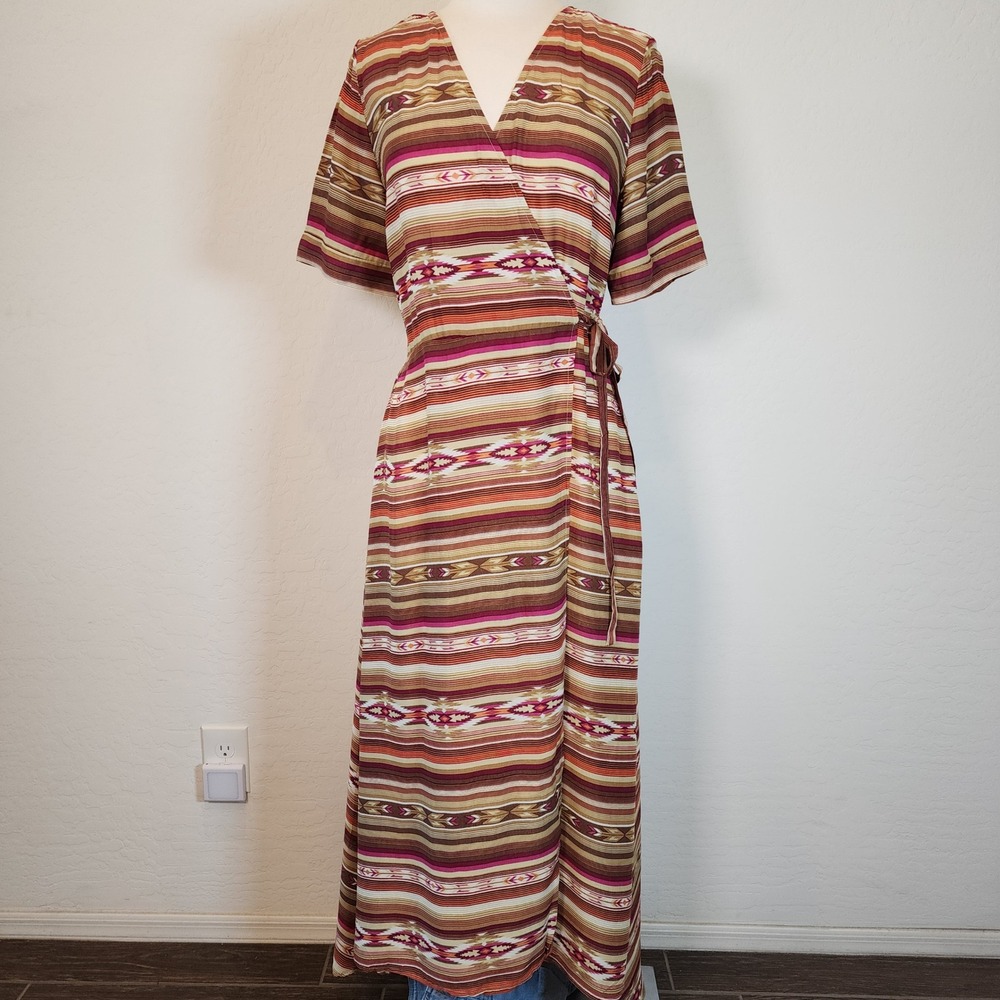 Stetson Striped Maxi Dress in Brown, Pink, Cream
